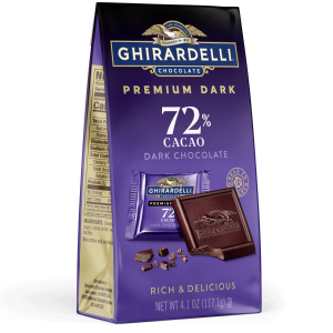 Premium Dark 72% Cacao Dark Chocolate SQUARES 4.1 oz Bag (Case of 6)